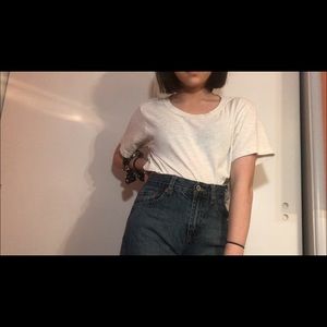 Mid-wash high waisted mom jeans